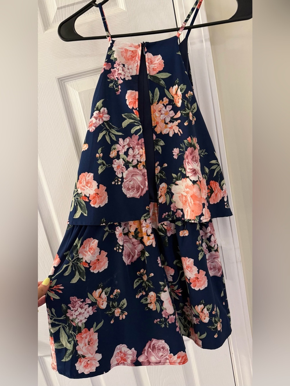 Lulus “In the Garden” Navy Floral Layered Romper - Picture 5 of 5